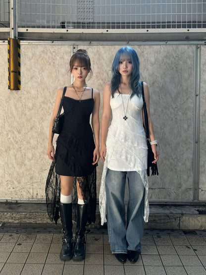 シアーレースアシメキャミワンピース