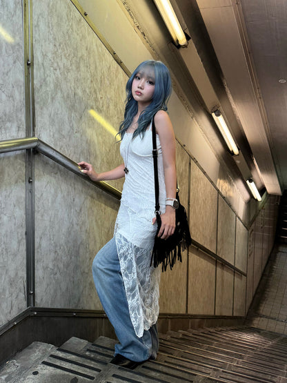 シアーレースアシメキャミワンピース