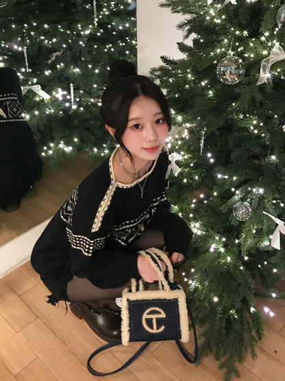 ノルディックデザインボートネックニット