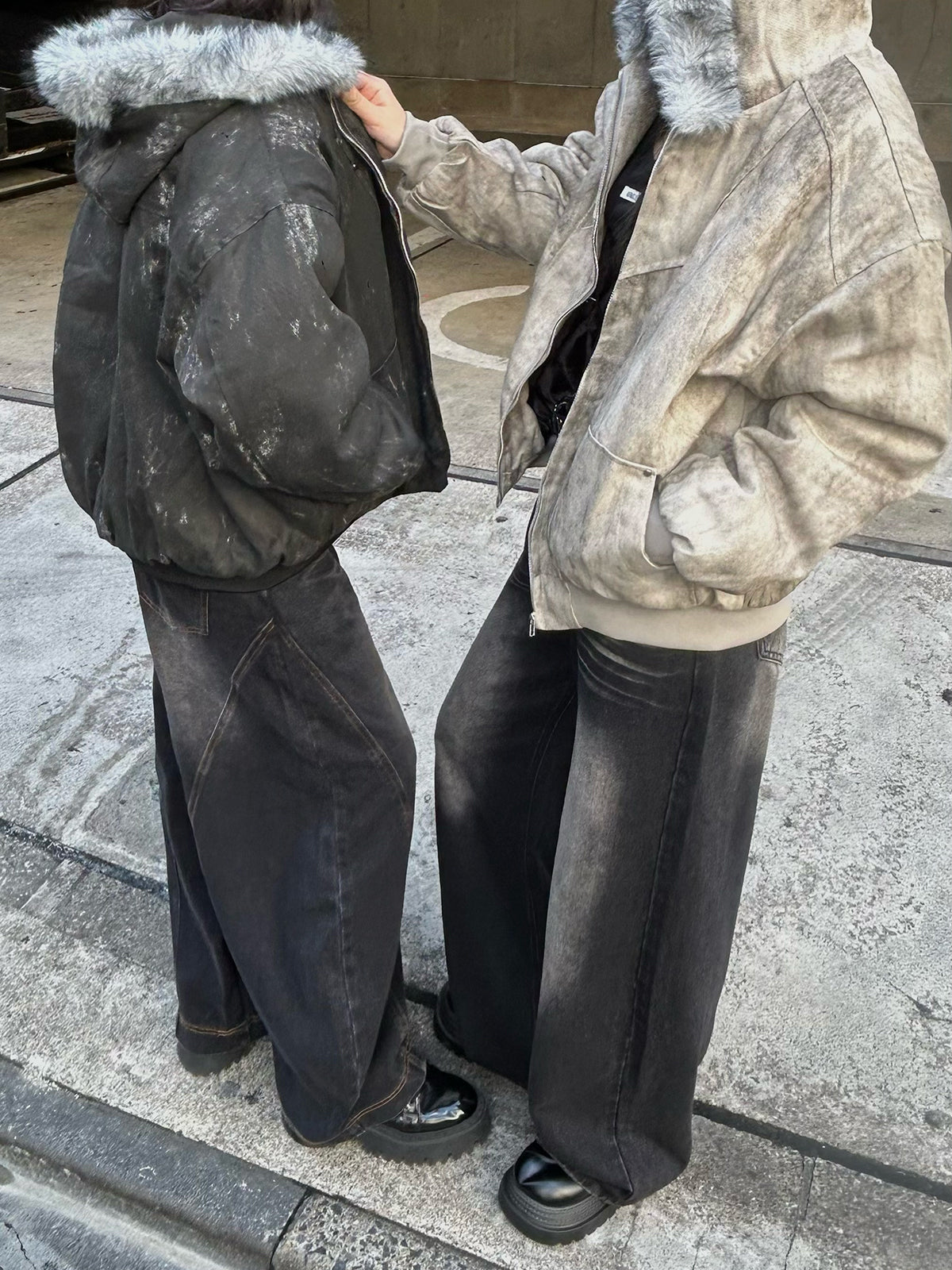 ダーティウォッシュファータッチブルゾン