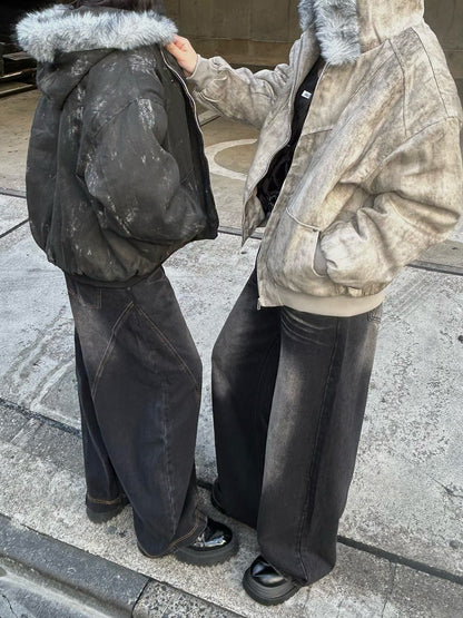 ダーティウォッシュファータッチブルゾン