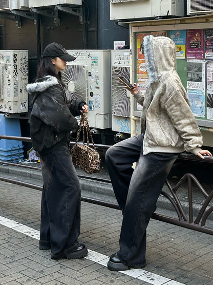 ダーティウォッシュファータッチブルゾン