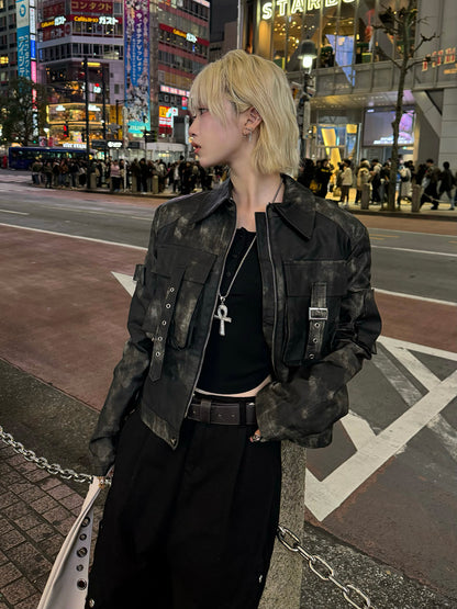 ミリタリーレザータッチジャケット