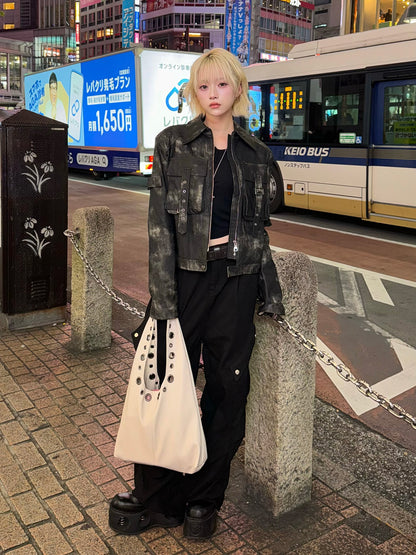 ミリタリーレザータッチジャケット