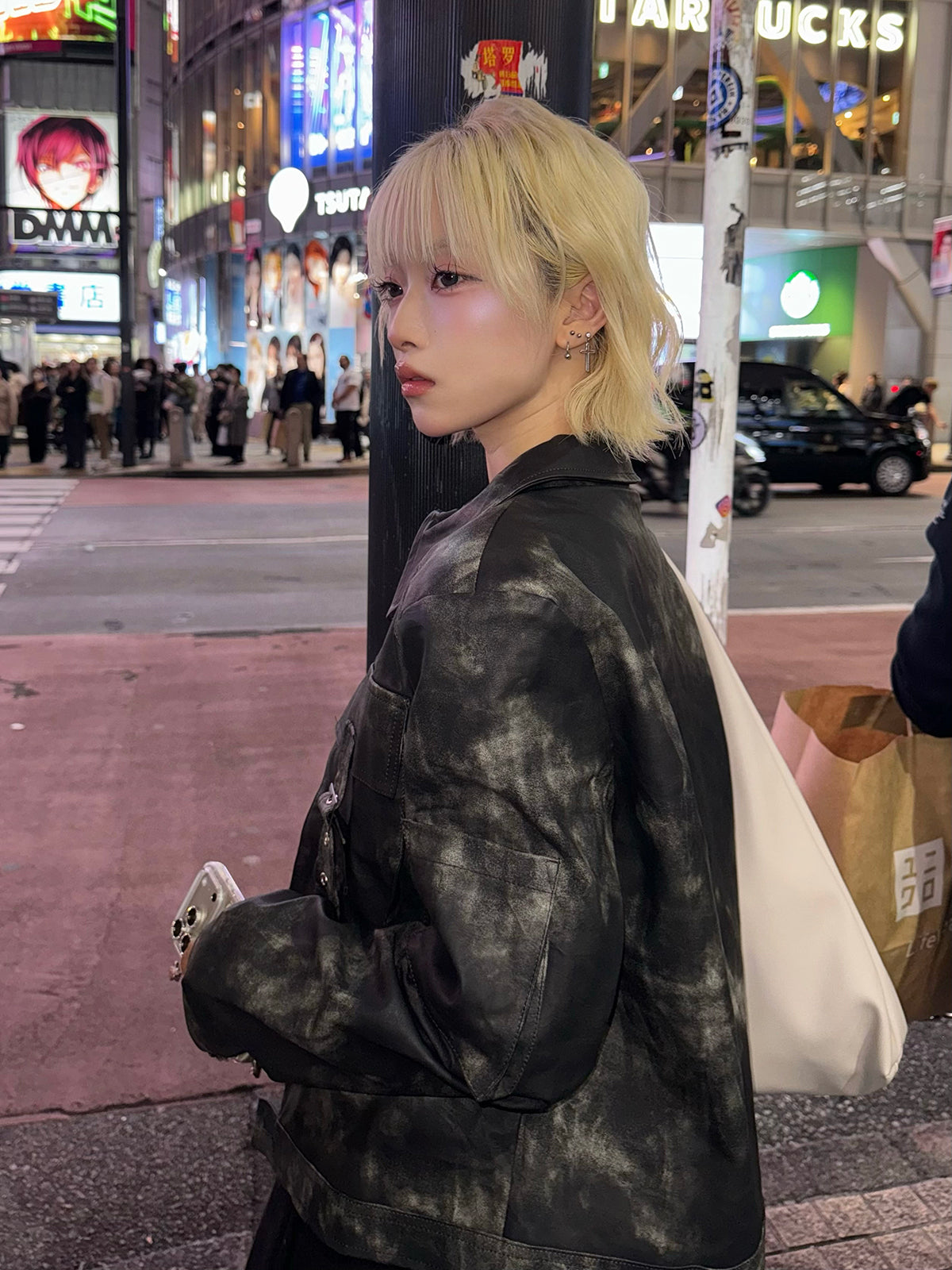 ミリタリーレザータッチジャケット