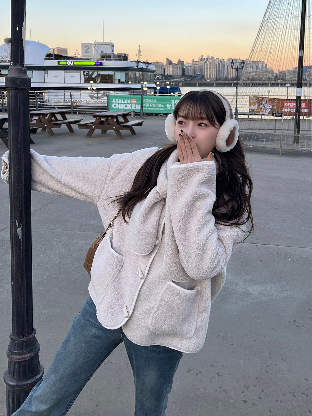 Muffler set boa jacket
