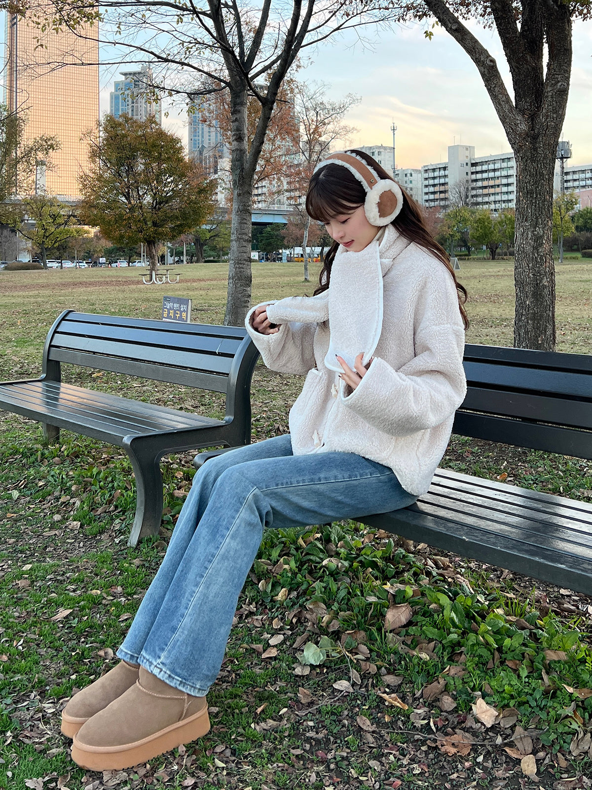 Muffler set boa jacket