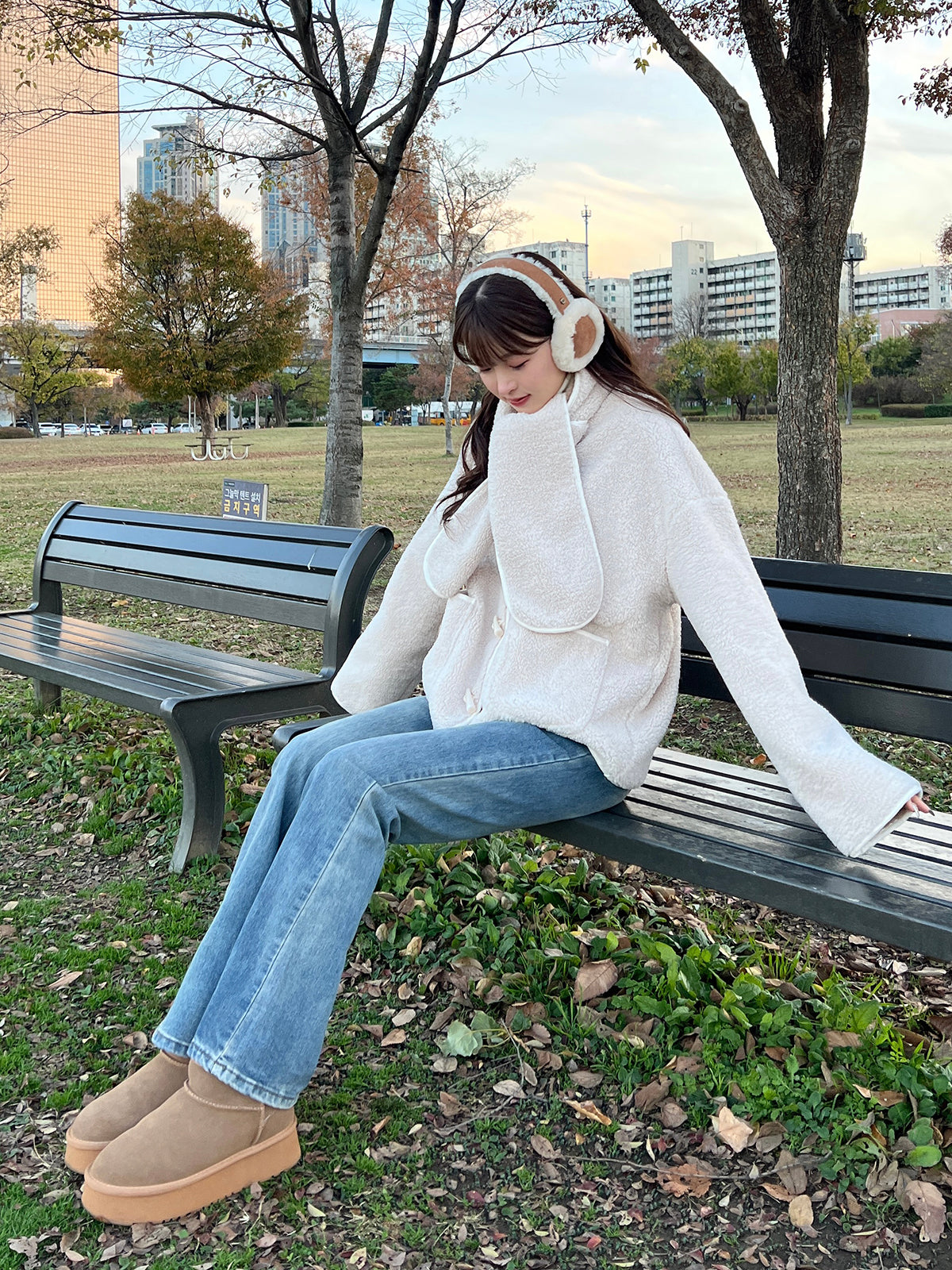 Muffler set boa jacket