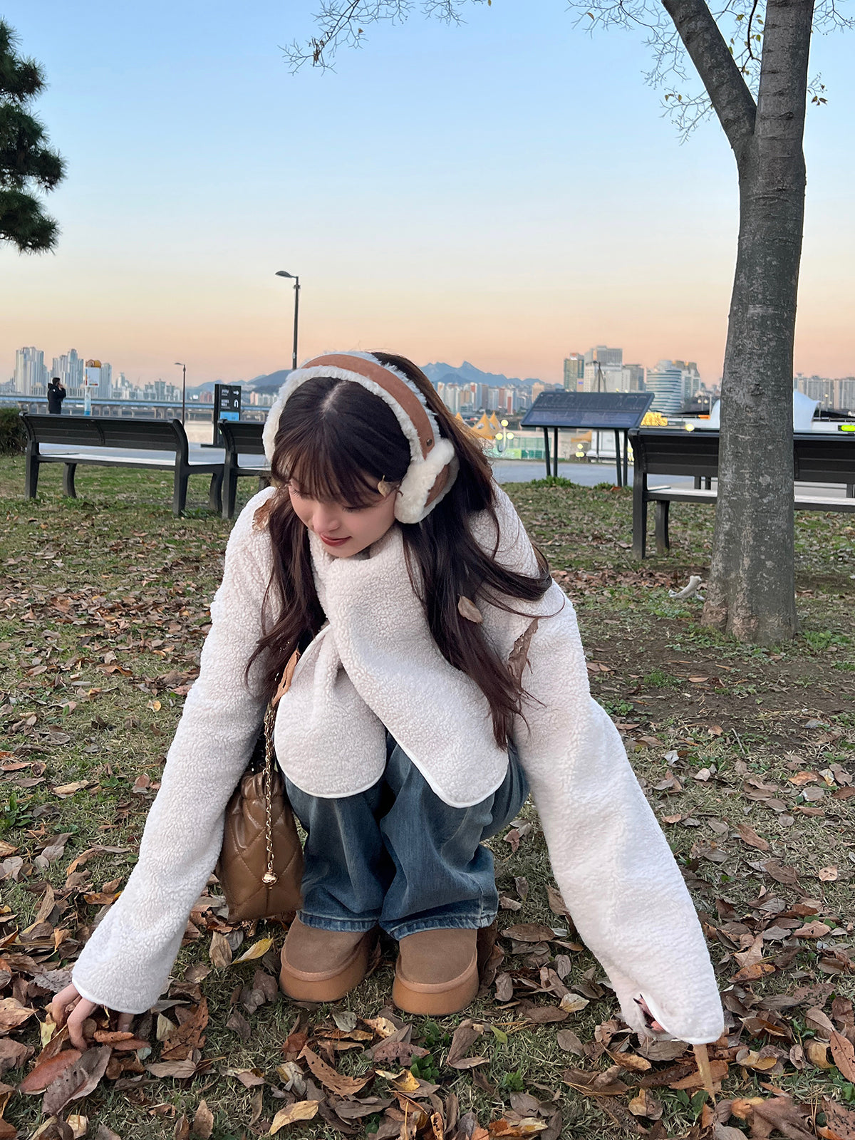 Muffler set boa jacket