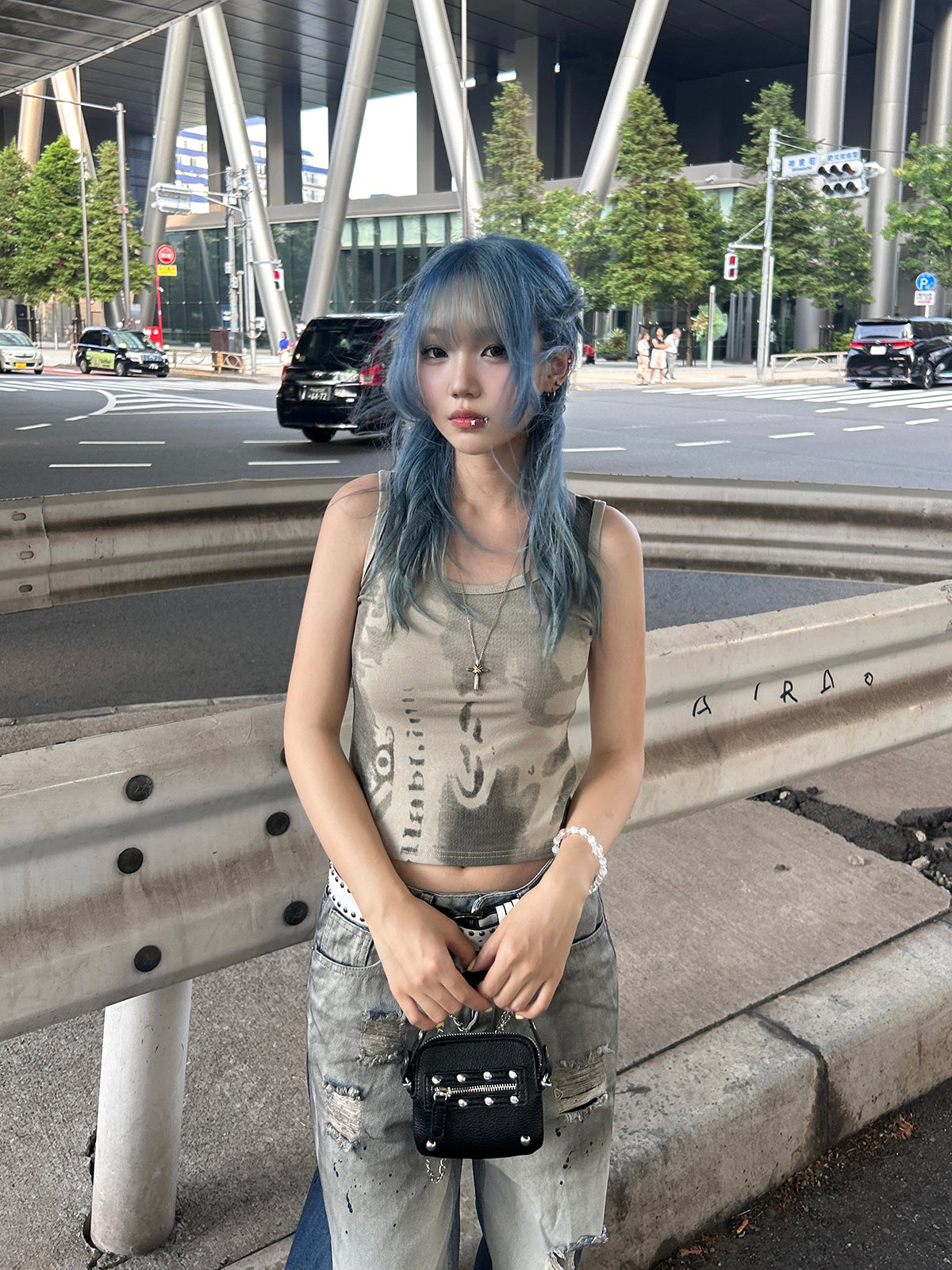 タイダイレタリングタンクトップ