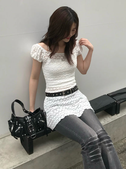 フラワーシアーカットミニワンピース