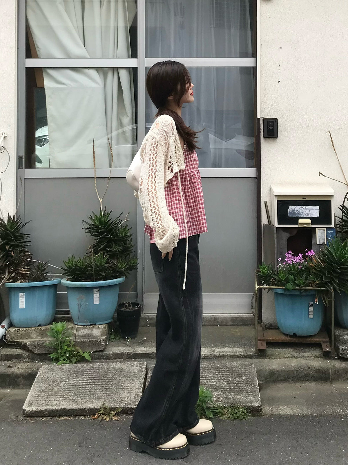 サイドステッチストレートデニムパンツ