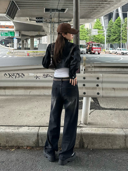 Cropped jacket denim set