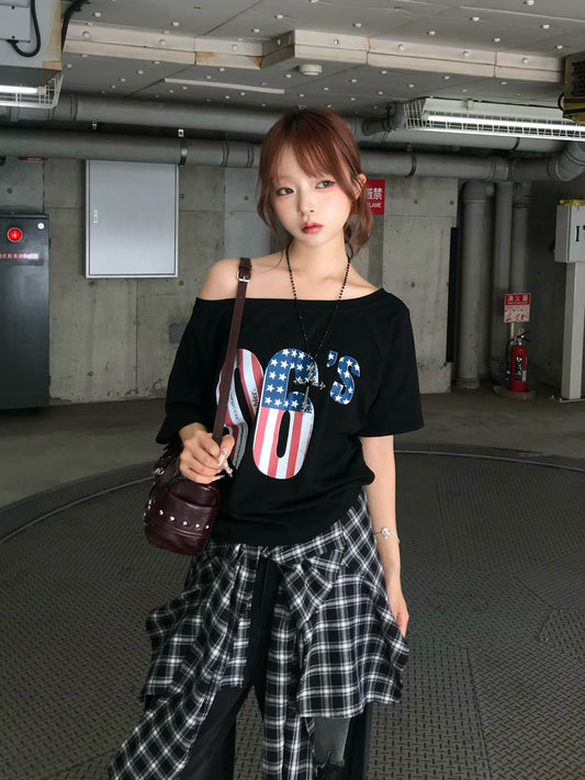 フラッグナンバープリントTシャツ