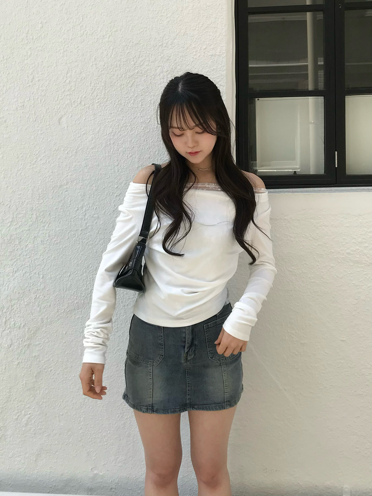 雙排扣牛仔迷你裙