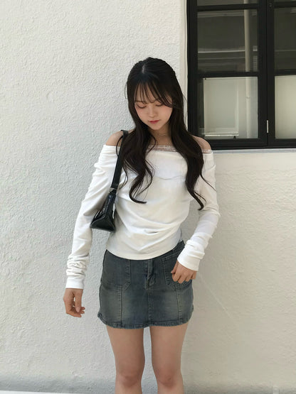 雙排扣牛仔迷你裙