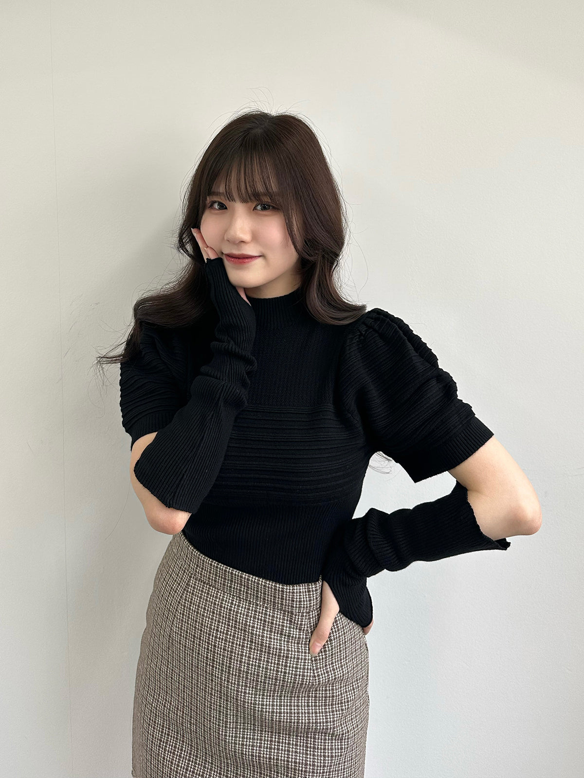 Puff sleeve arm warmer knit