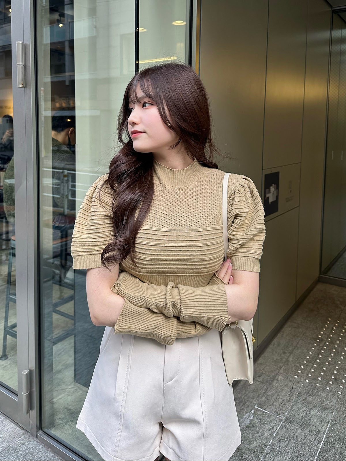 Puff sleeve arm warmer knit