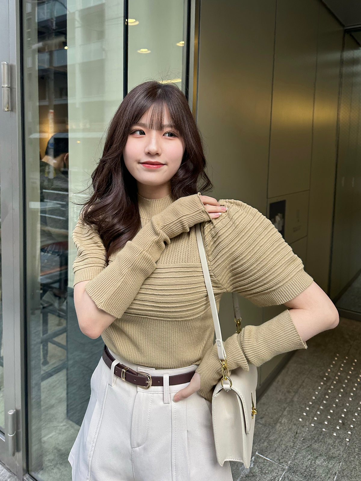 Puff sleeve arm warmer knit