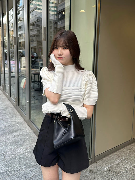 Puff sleeve arm warmer knit