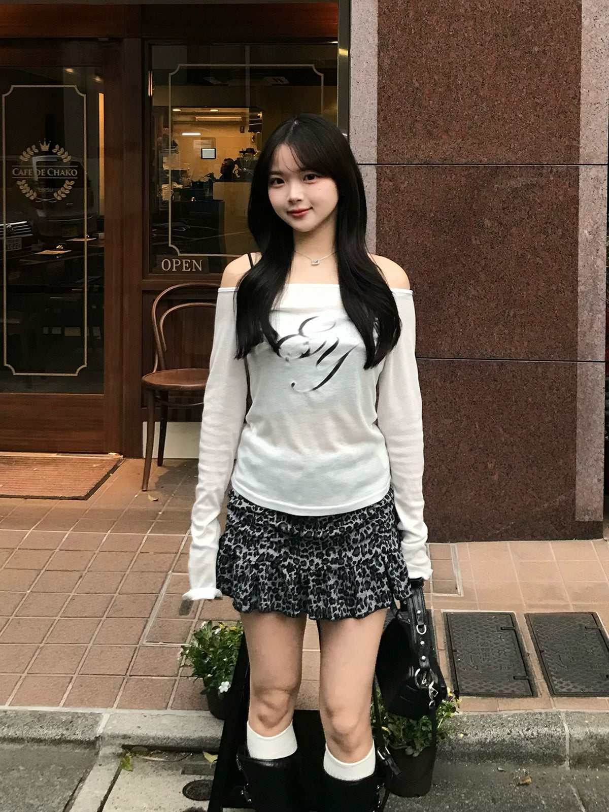 シャーリングレオパードミニスカート
