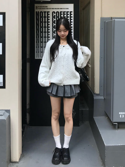 ネップヤーンリボンニットカーディガン