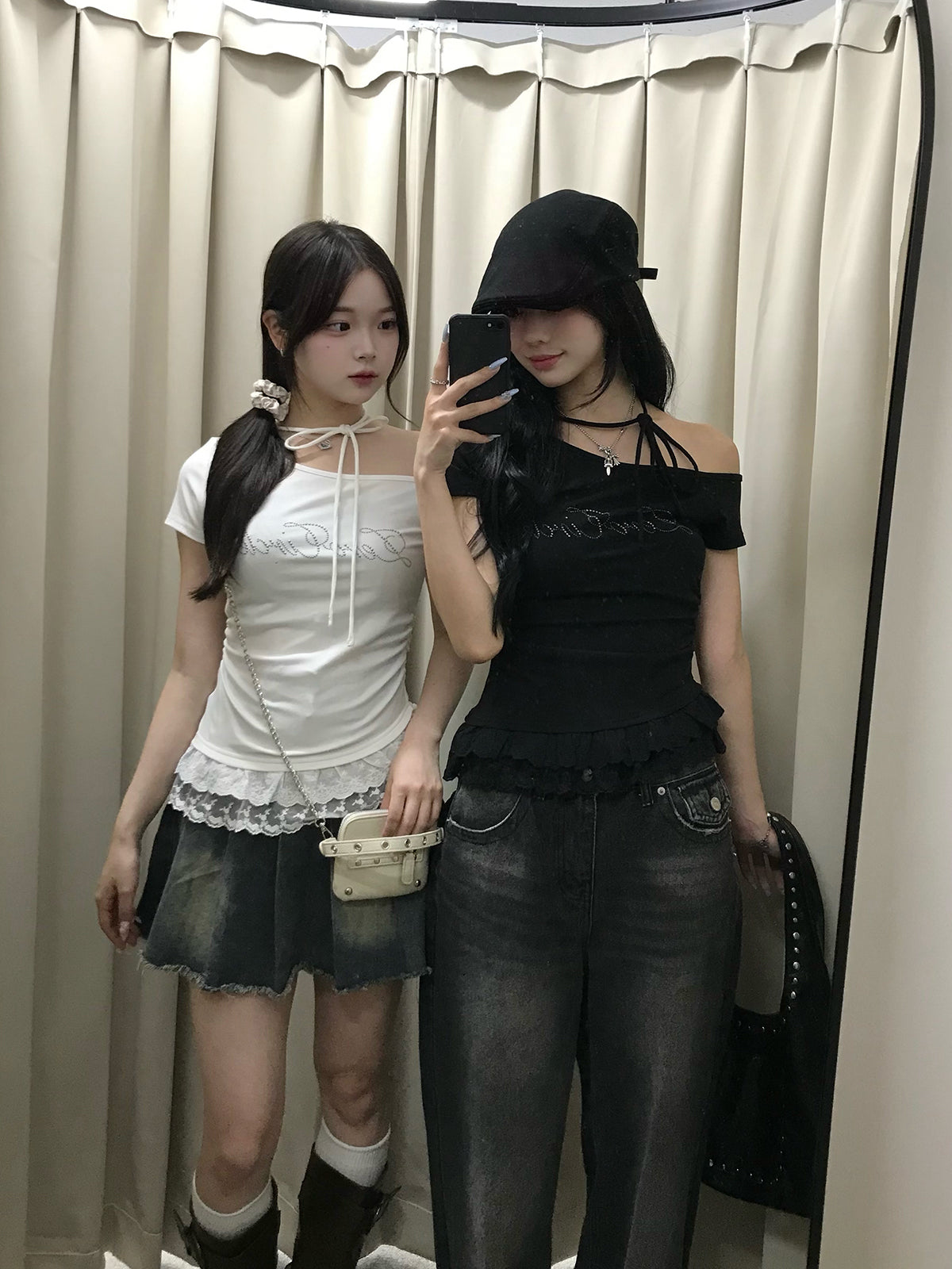 リボンストラップレースTシャツ