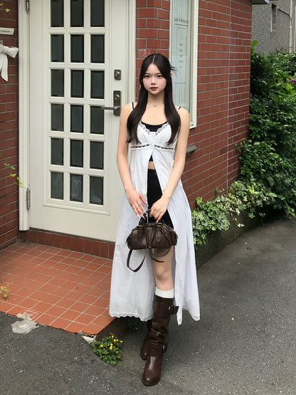 メッシュレースコンビワンピース