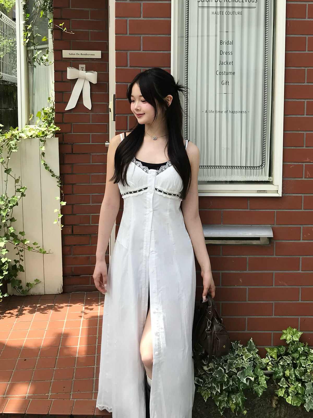 メッシュレースコンビワンピース