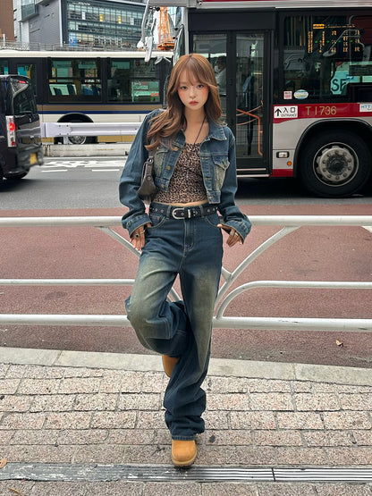 Cropped jacket denim set