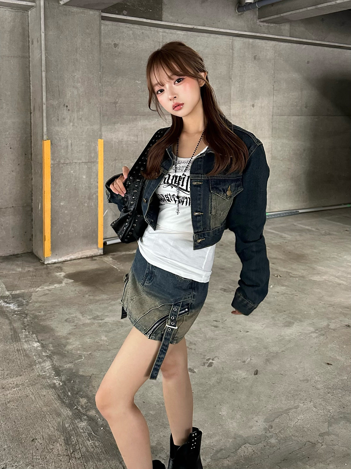 グラデウォッシュデニムミニスカート