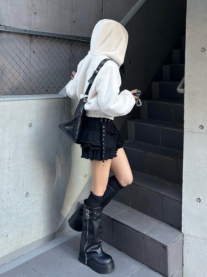 プリーツヘムフリルミニスカート