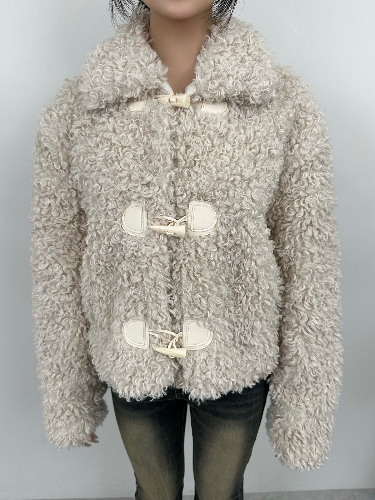 Poodle fur touch duffle coat
