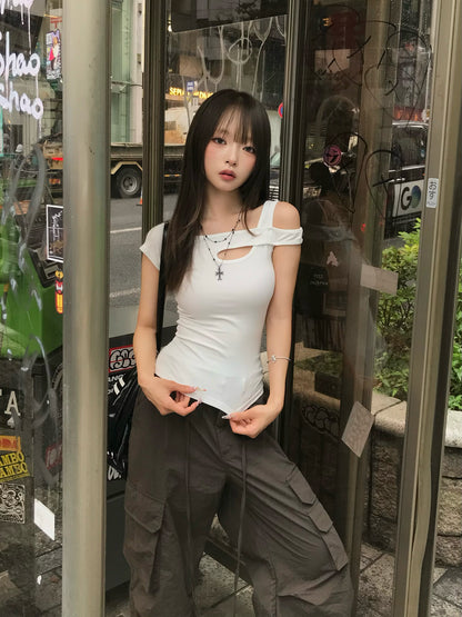 クロスショルダーカットソー