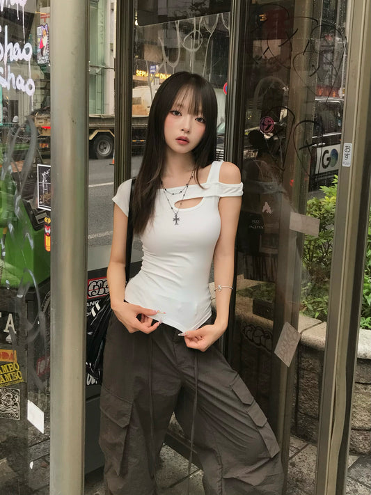 クロスショルダーカットソー