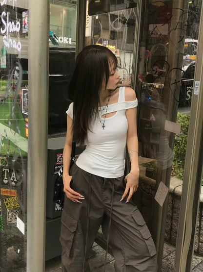 クロスショルダーカットソー