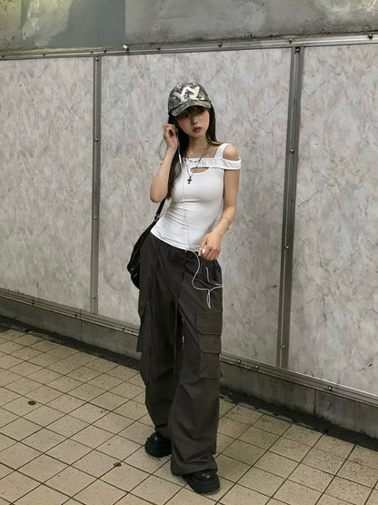 クロスショルダーカットソー