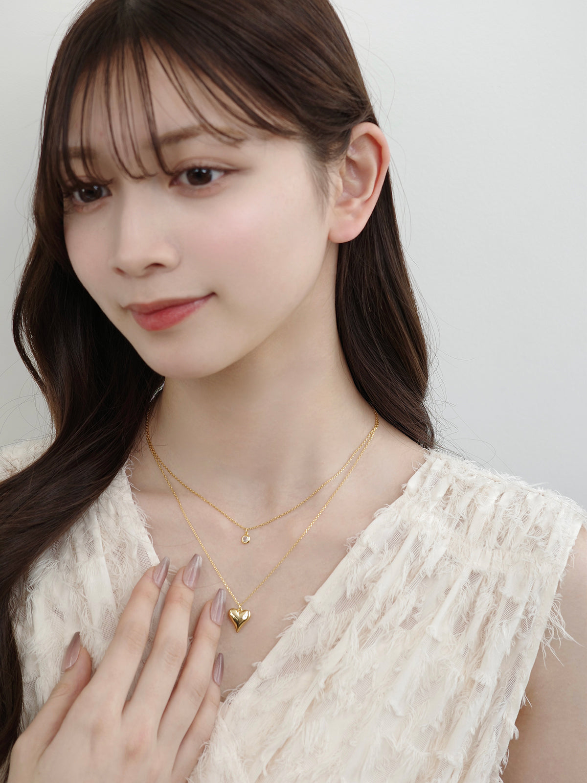 ハートダブルチェーンネックレス