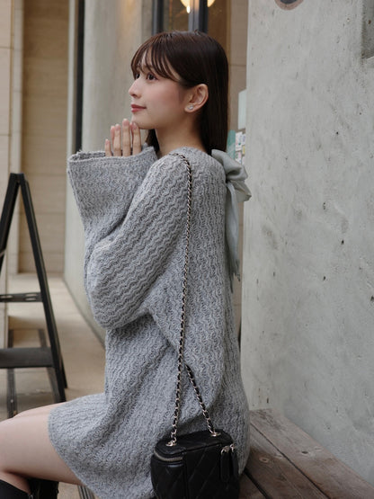 レースリボンルーズラメニット