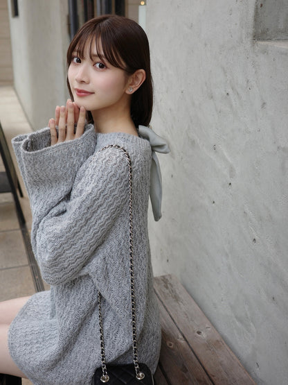 レースリボンルーズラメニット