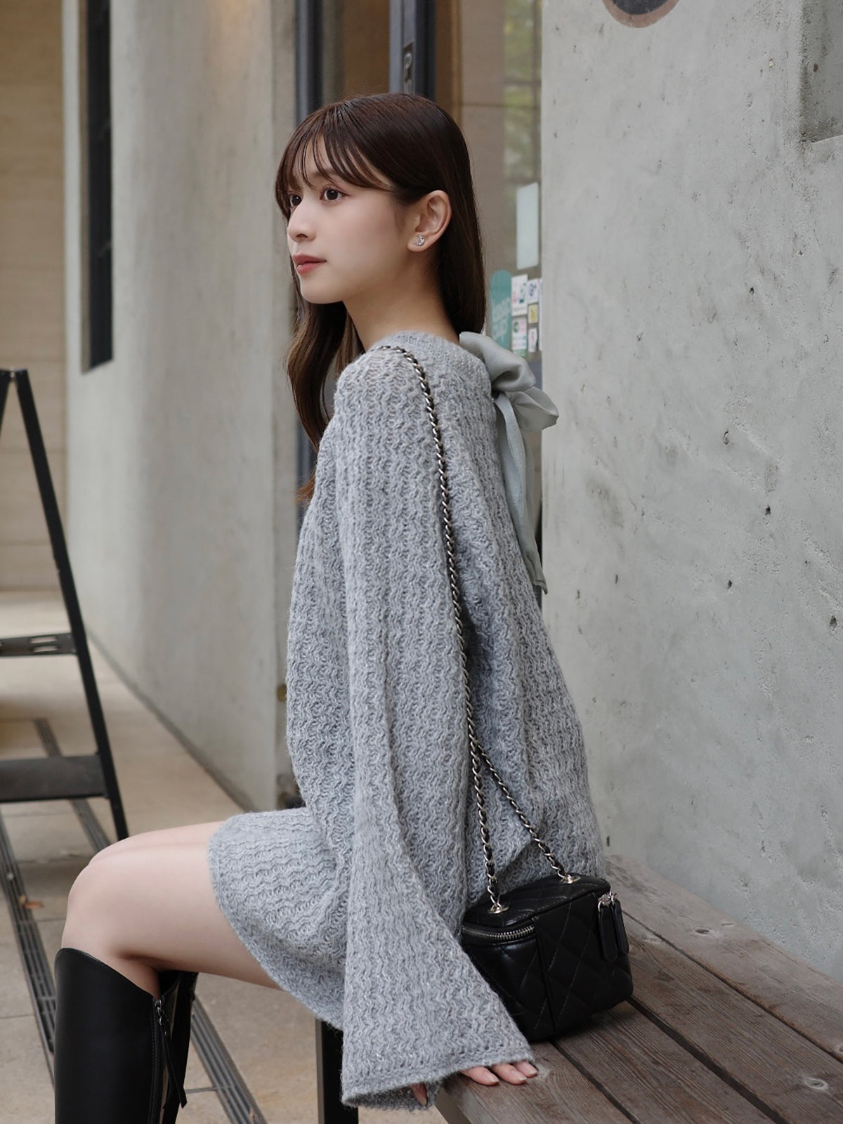 レースリボンルーズラメニット