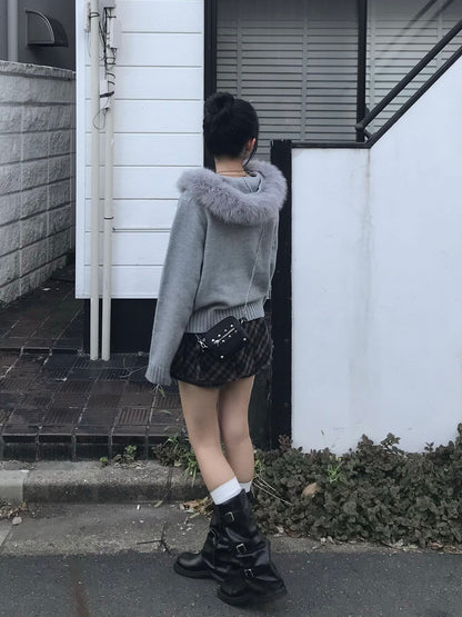 ファータッチフーディーダブルジップニット