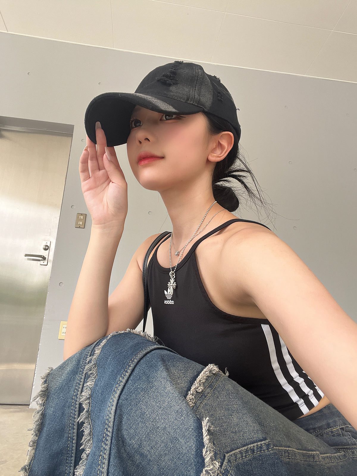 Vintage-like distressed cap