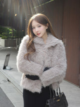 ラインストーンホックファータッチコート - グレー