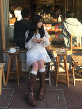 Chiffon blouse setup - White
