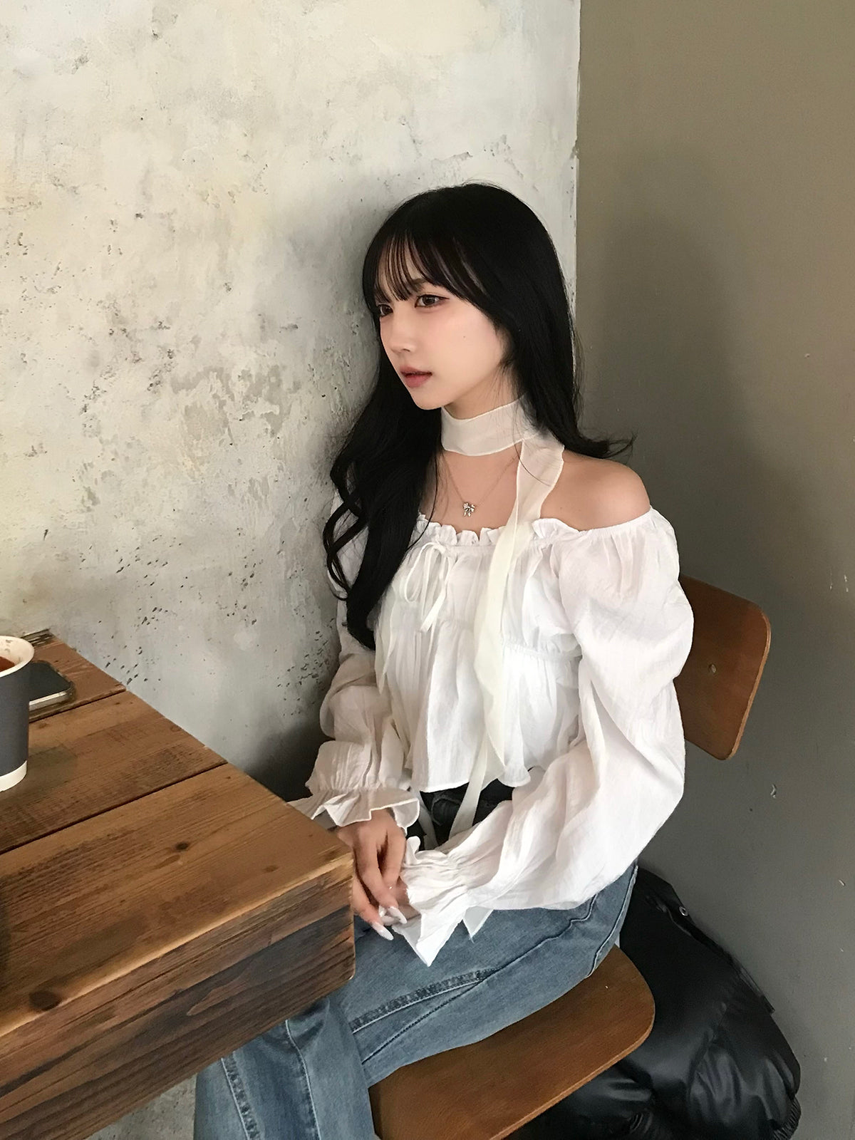 캔디 슬리브 프릴 블라우스