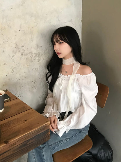 캔디 슬리브 프릴 블라우스