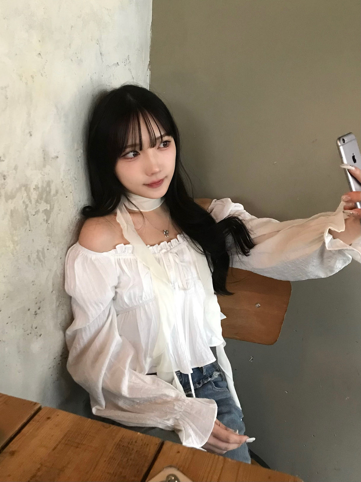 캔디 슬리브 프릴 블라우스