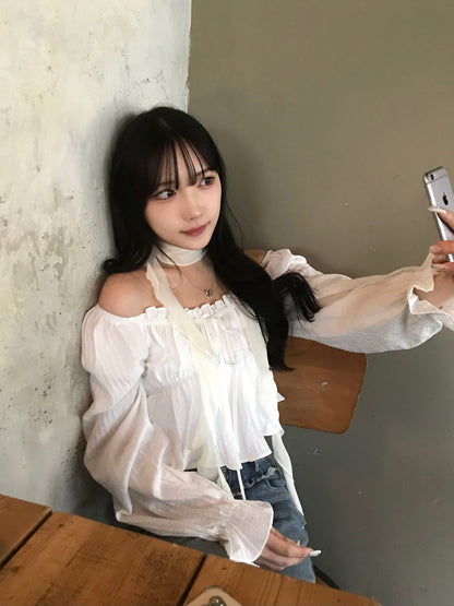 캔디 슬리브 프릴 블라우스
