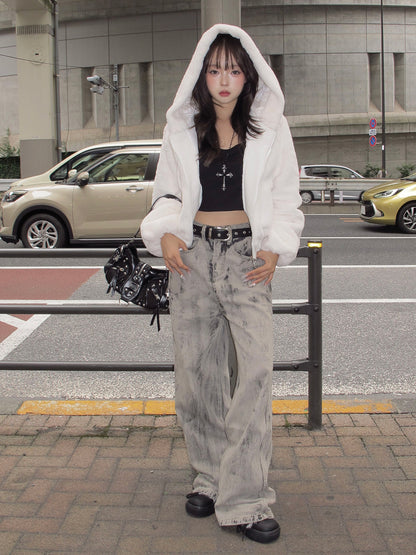 グレーウォッシュデニムパンツ